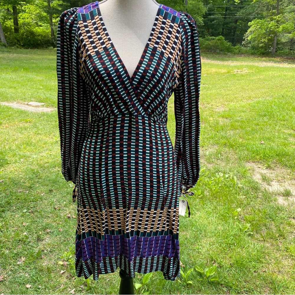ANTHROPOLOGIE MAEVE DRESS NEW NWT BLACK WHITE MULTI COLOR LONG SLEEVE SIZE 4